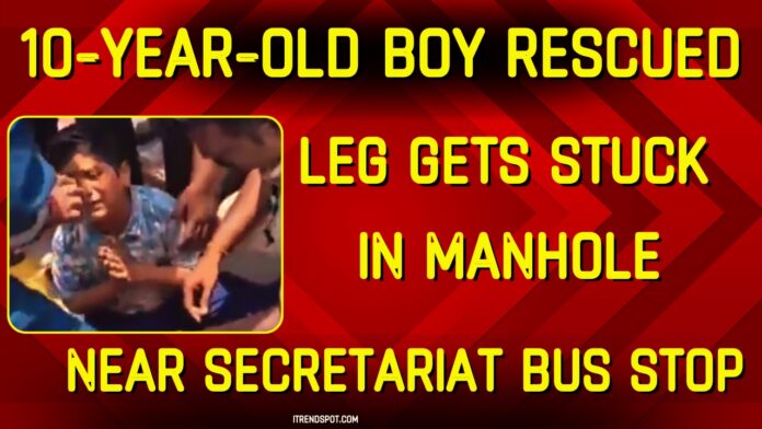 10-year-old-boy-stuck-manhole-secretariat-bus-stop-rescue